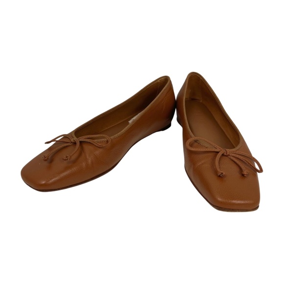 M. Gemi Danza Brown Tan Leather Square Toe Ballet Flat Handmade in Italy Size 38 - Picture 4 of 10